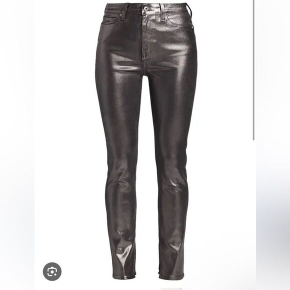 Jonathan Simkhai Rae High Rise Jeans in Coated Metallic NWT - Picture 2 of 9